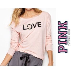 Pink Victoria's Secret Pink Love Graphic Long Sleeve w/ Sequins‎ - 6080 SIZE SM
